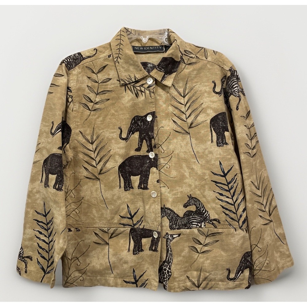 New Identity Women's Size Small Long Sleeve Button Down‎ Safari Jacket Cotton